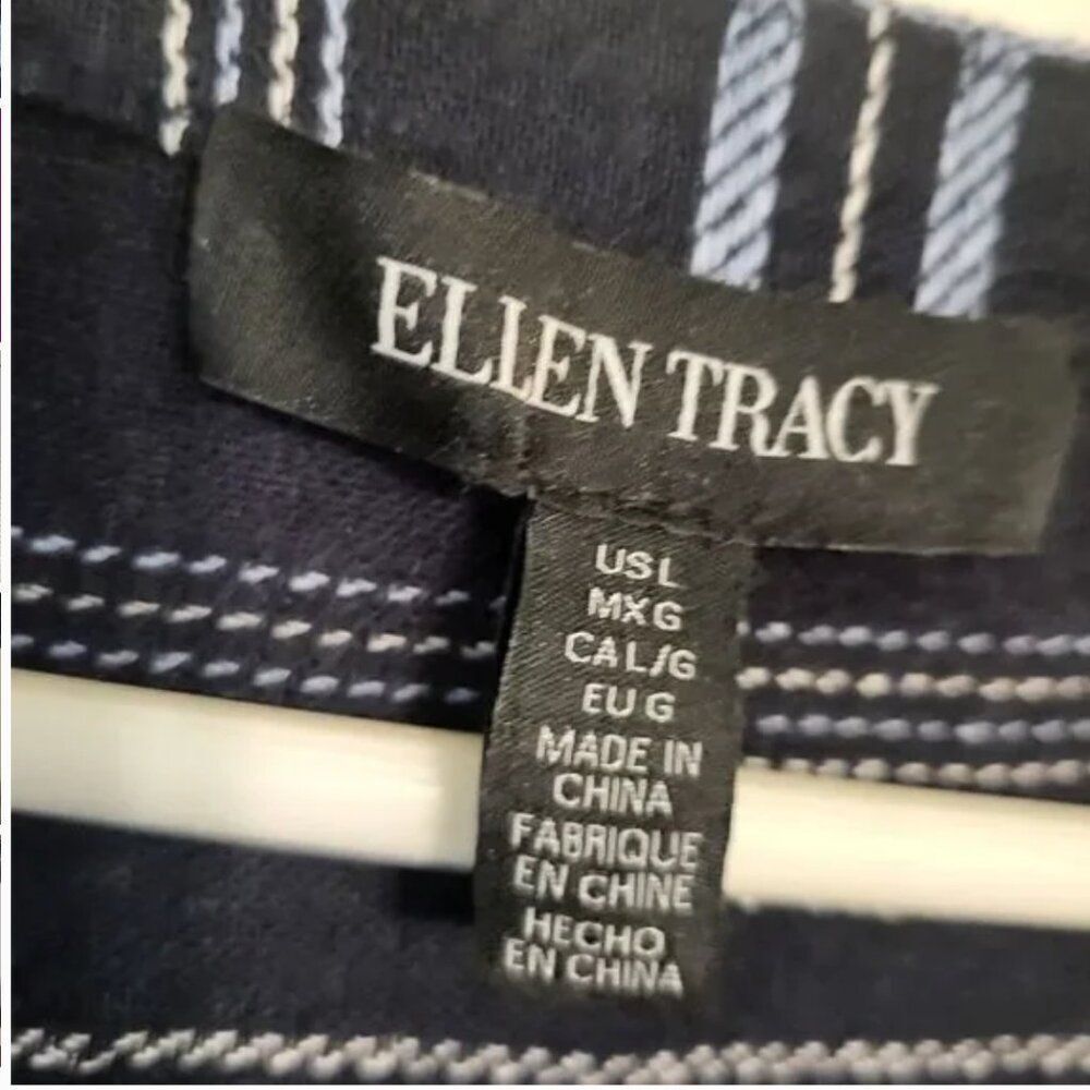 Ellen Tracy Navy and White Linen Blend Tunic Size Large NWT - Picture 6 of 8